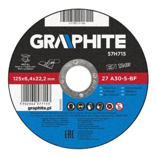 Imagine Disc de polizare metal 125x6,4x22mm GRAPHITE 57H715