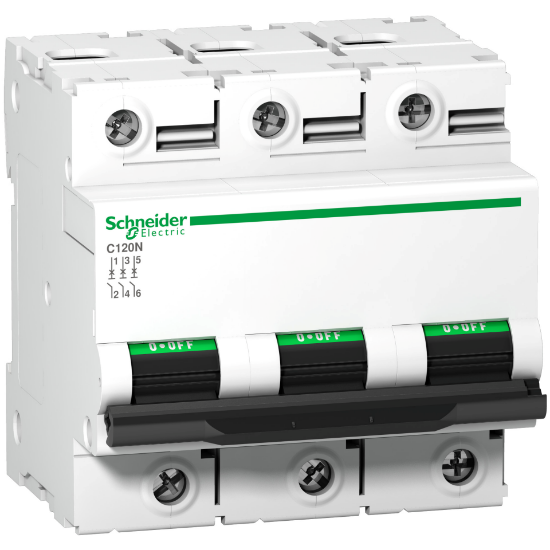 Imagine Siguranță automată tripolară Schneider Acti9 C120N 125A 10kA curba C A9N18369