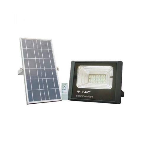 Imagine Proiector LED V-TAC 12W lumină rece cu panou solar IP65 94006