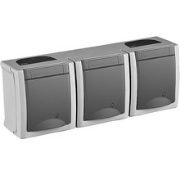 Imagine Priză triplă cu împământare IP54 Pacific Panasonic, PT, gri