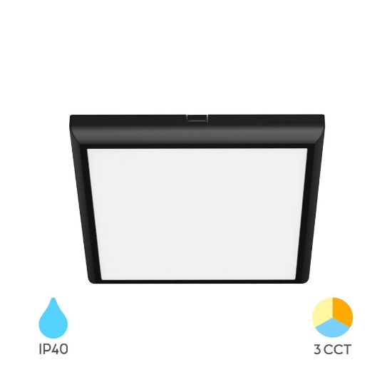 Imagine Plafonieră LED Pătrată 20W 2000lm 3in1 Negru IP40 BP04-72081
