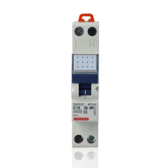 Imagine Siguranță automată modulară Gewiss 1P+N 16A curba C GW90027
