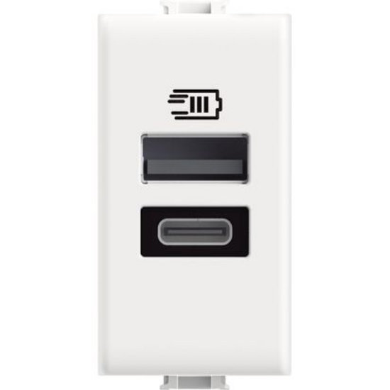 Imagine Încărcător dublu USB Tip A+C 1M alb Matix AM4191AC