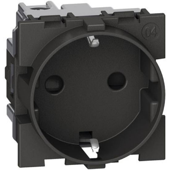 Imagine Priză standard germană 2P+T 16A 250V, 2 module, negru, Bticino Living Now KG4141