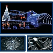 Imagine Șir extensibil 50 LED+FLASH Alb Rece cu Cablu Negru 5m 