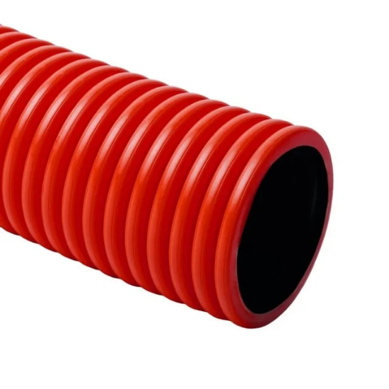 Imagine Tub flexibil 90 mm roșu cu perete dublu și fir de tragere