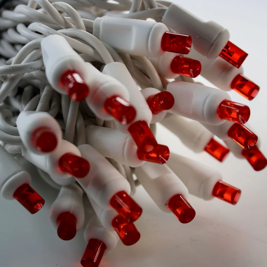 Imagine Șir extensibil 50 LED roșii cu cablu alb 5m - S-OUT