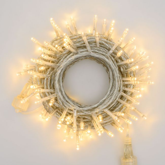 Imagine Șir exterior 100 LED alb cald cu cablu alb 10m - S-OUT