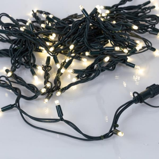 Imagine Șir luminos, 100 LED-uri de 5mm, cablu verde, LED-uri Daylight la fiecare 10 cm
