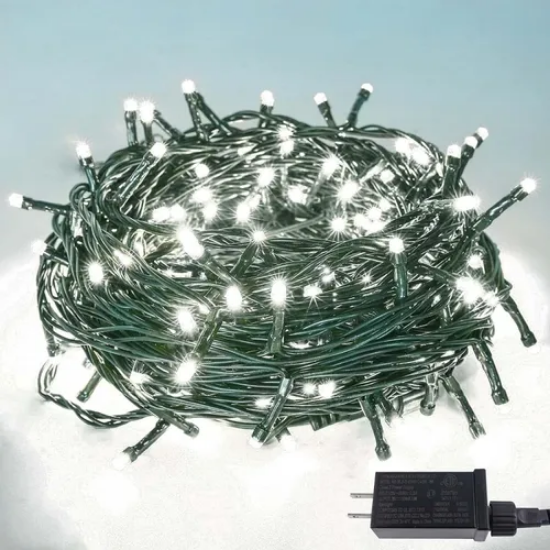 Imagine Șir luminos, 100 LED Alb natural, 230V, Interconectabil, IP67, cu cablu verde 1,5 m