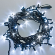 Imagine Șir luminos 100 LED-uri Albe + FLASH 230V Interconectabil IP65 cu Cablu Verde 1,5M