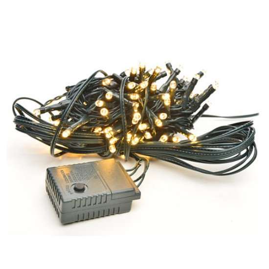 Imagine Șir luminos 100 LED-uri Alb Cald Intermitente 230V Interconectabil IP65 cu Cablu Verde 1,5M