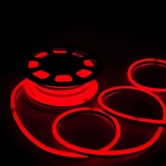 Imagine Furtun LED Neon Flex 220V, 8W/m, IP65, Roșu,Rola de 50Ml