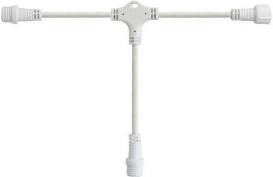 Imagine Cablu din cauciuc alb, tip T,  cu 3 conectori, lungime 10 cm,  IP65 600-09773