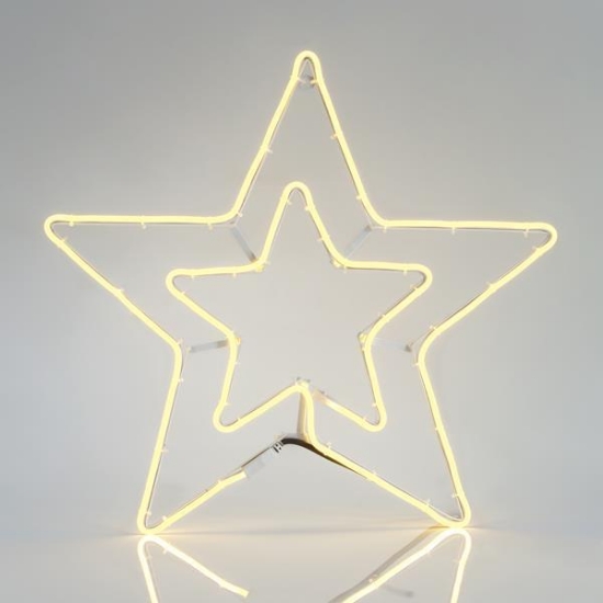Imagine Stea dublă LED neon 3 m, conexiune dublă, lumină alb caldă, 56x58 cm, IP44 600-23032