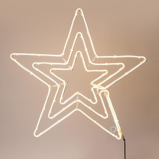 Imagine Stea triplă  LED  neon 5 m, conexiune dublă, lumină alb caldă, 60x60 cm, IP44 600-23112