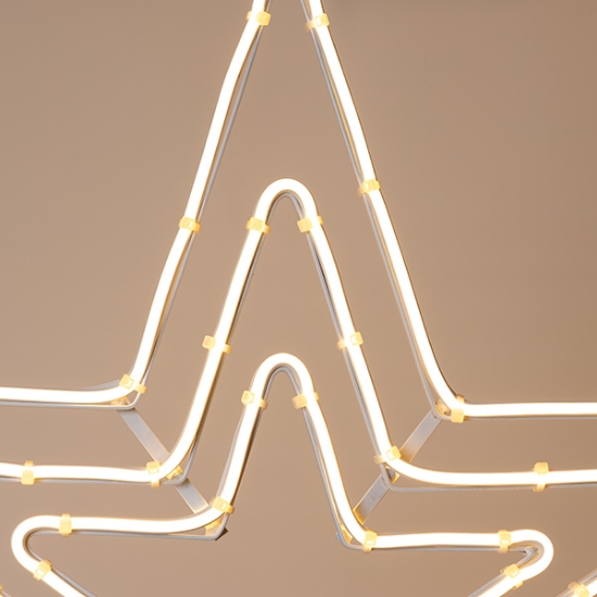 Imagine Stea triplă  LED  neon 5 m, conexiune dublă, lumină alb caldă, 60x60 cm, IP44 600-23112