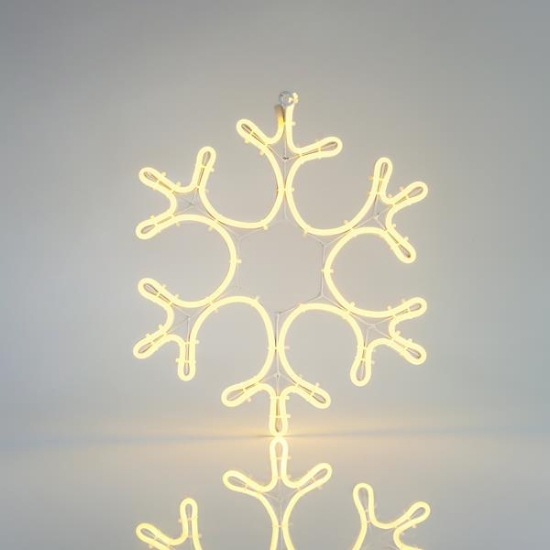 Imagine Fulg de nea LED neon 3 m, conexiune dublă, lumină alb caldă, 38x35 cm, IP44