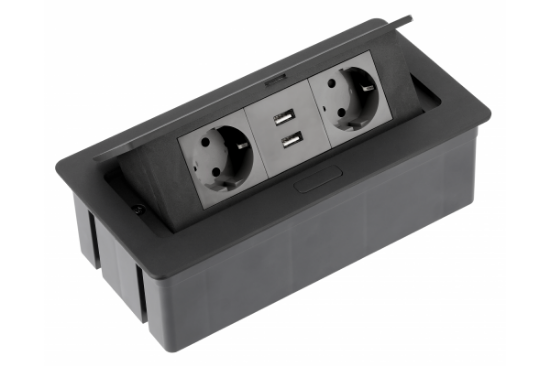 Imagine Priză încorporabilă SOFT cu 2 prize Schuko și 2 porturi USB 2.1A, IP20, AC220-240V