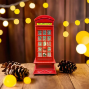 Imagine Decorațiune Crăciun iluminată model cabină telefonică 105x105x260mm