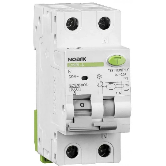 Imagine Siguranță automată diferențială RCBO Noark Ex9BL-N 1P+N 40A 30mA Tip AC Curba C 107634