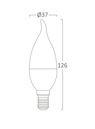 Imagine Bec LED 5W C37 PLS 6500K E14 380LM Lumânare