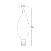 Imagine Bec LED 5W tip lumanare C37 E14 3000K lumina calda 380 lm