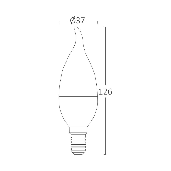 Imagine Bec LED 5W tip lumanare C37 E14 3000K lumina calda 380 lm