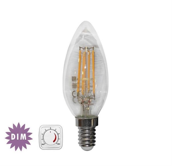 Imagine Bec LED COG lumanare 4W E14 clar lumina rece 230V dimabil