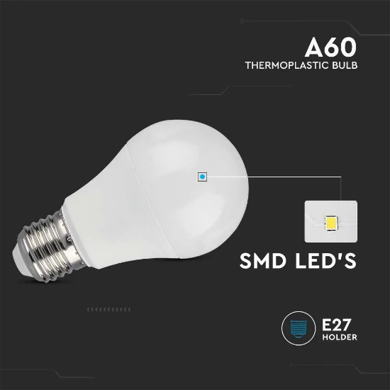 Imagine Bec LED V-TAC A60 E27 8.5W 6500K