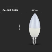 Imagine Bec LED V-TAC cu cip Samsung, formă lumânare, E14, 7W, lumină caldă