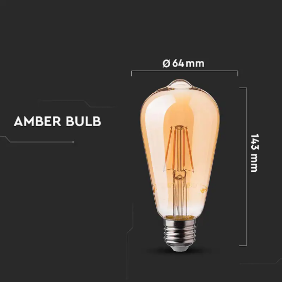 Imagine Bec LED ST64 E27 6W cu filament 2200K model Edison