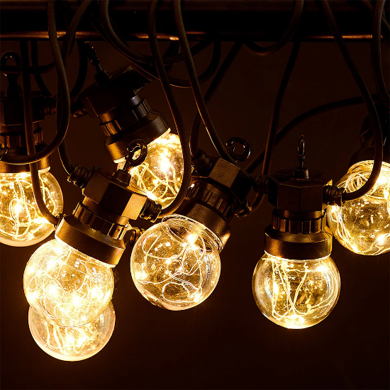 Imagine Ghirlandă Solară Frânghie 5M cu 10 Globuri și 50 Micro-LED-uri Alb Cald