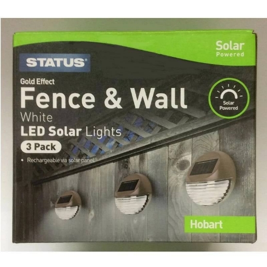 Imagine Lampă Solară Hobart Gard Auriu (3 buc/set)