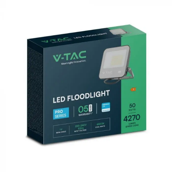 Imagine Proiector LED V-TAC 50W cu cip Samsung, lumină rece 6500K, negru, 5 ani garanție 23600