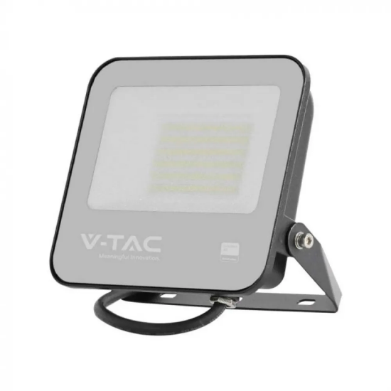 Imagine Proiector LED V-TAC Chip Samsung SMD Slim 100W Lumină Rece Negru Cablu 1m 5 Ani Garanție 23441