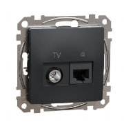 Imagine Priza internet RJ45 + TV, cat 6, IP20, Antracit, Schneider Sedna Design SDD114469T