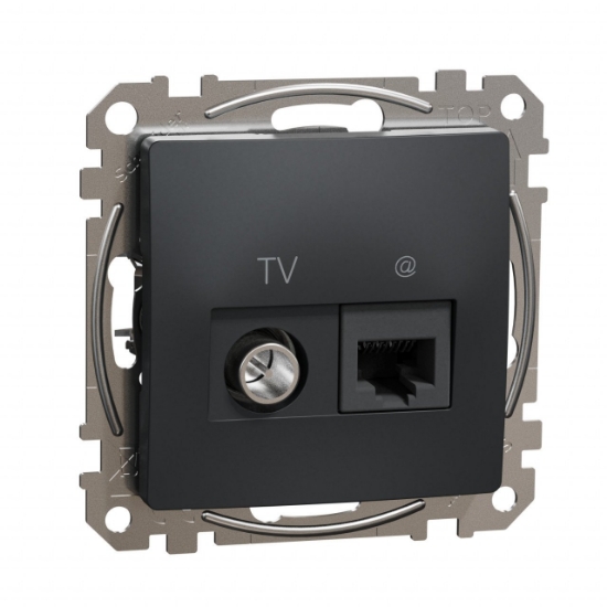 Imagine Priza internet RJ45 + TV, cat 6, IP20, Antracit, Schneider Sedna Design SDD114469T
