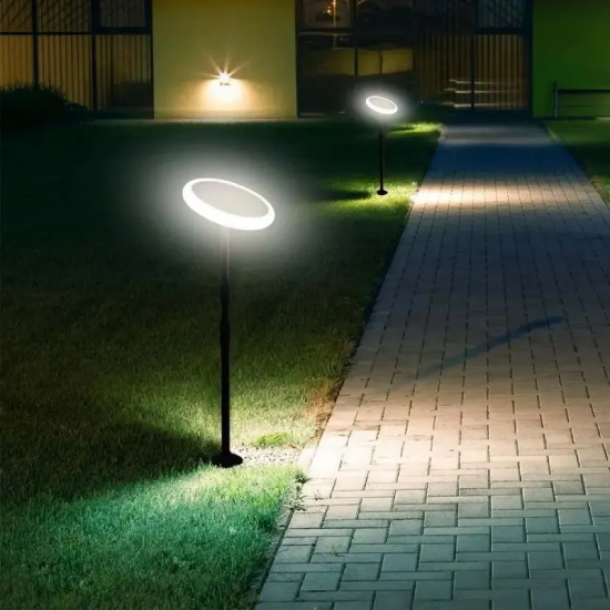 Imagine Stâlpișor LED Solar de Grădină 8W cu Senzor de Lumină, Înălțime Reglabilă, Corp Alb/Negru, IP65 VTAC 6669