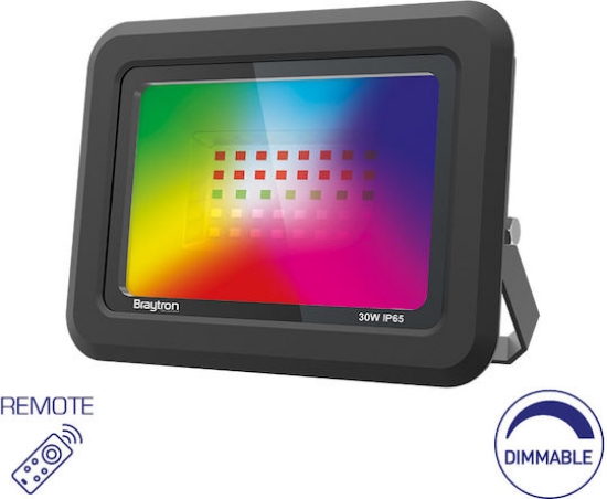 Imagine Proiector LED SF Braytron 30W SMD RGB cu telecomandă IP65 negru BR-BT60-33091