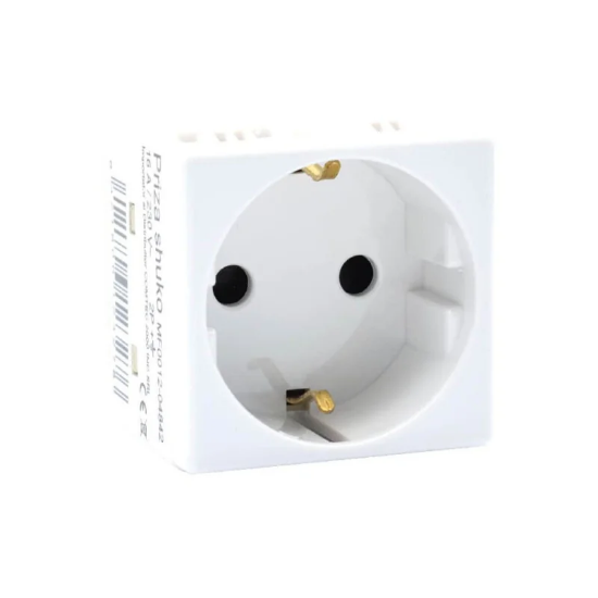 Imagine Priză modulară Schuko albă, 2 module, 16A, Comtec Stil