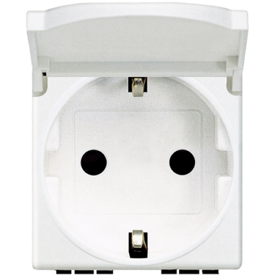 Imagine Priză Schuko Bticino Matix cu capac, 2 module, 16A, alb AM5440/2P