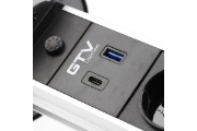 Imagine Priză încorporabilă în mobilier Camino 2x Schuko, USB-A, USB-C, Inducție, cablu 1.5 m, negru, GTV