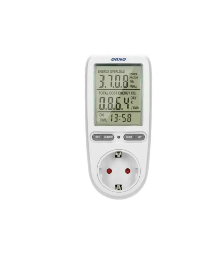 Imagine Priză cu contor consum curent/energie ORNO OR-WAT-435(GS), afișaj digital, 16A, 3680W