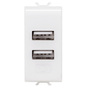 Imagine Priză dublă USB Gewiss Chorus GW10450, montaj încastrat, albă, modulară - 5V, 2.1A GW10450