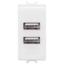 Imagine Priză dublă USB Gewiss Chorus GW10450, montaj încastrat, albă, modulară - 5V, 2.1A GW10450