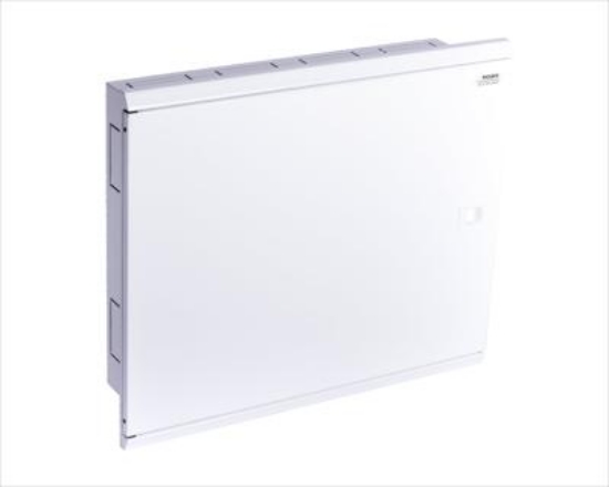 Imagine Tablou metalic de distribuție plat încastrat 2 rânduri (24MU) 48MU culoare albă ușă plină