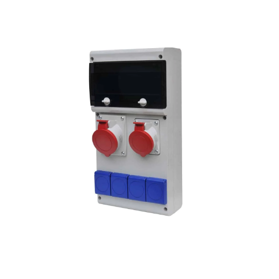 Imagine Tablou organizare electrică șantier precablat Scame E1 633.RO0070, 6 module, montaj aparent, 2xSchuko + 1x5P 32A, IP44