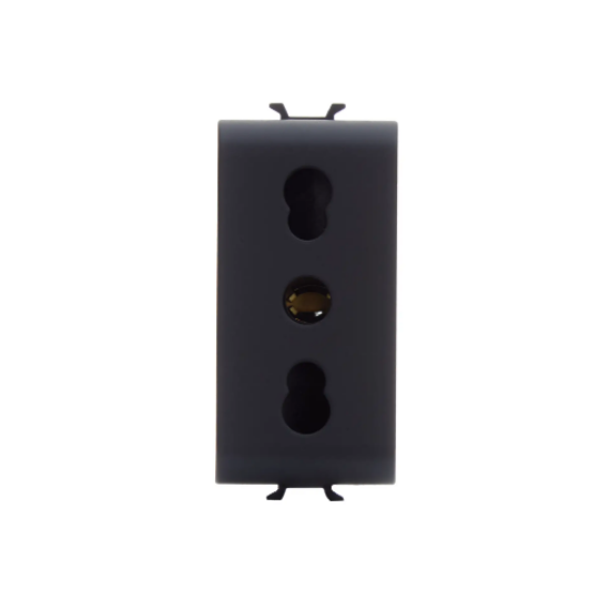 Imagine Priză modulară Gewiss Chorus standard italian 1 modul 16A 2P+E negru  GW12203 