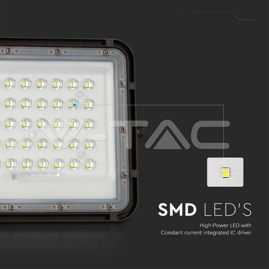 Imagine Reflector cu incarcare solara 10W 800LM 6400K NEGRU